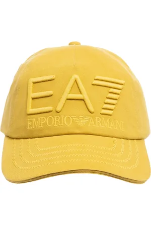 EA7 Tilbehør, Herre, Gul, M, Bomuld, Justerbar Ensfarvet Logo Train Kasket med God Synlighed