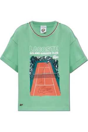 Lacoste Top, Dame, Grøn, S, Bomuld, T-shirt med farverigt tryk