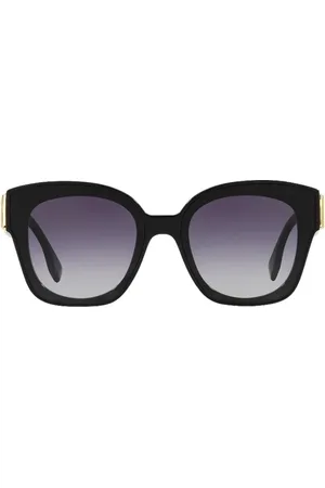 Fendi Tilbehør, unisex, Sort, ONE SIZE, Uld, Sort Acetat Solbriller med Guld Logo
