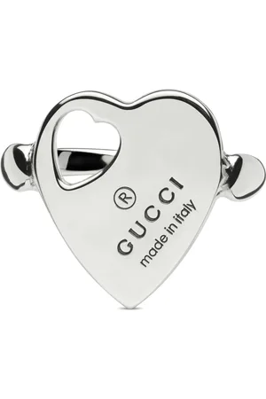 Gucci Tilbehør, Dame, Grå, 54 MM, Varemærke Ring i sterlingsølv med hjertemotiv