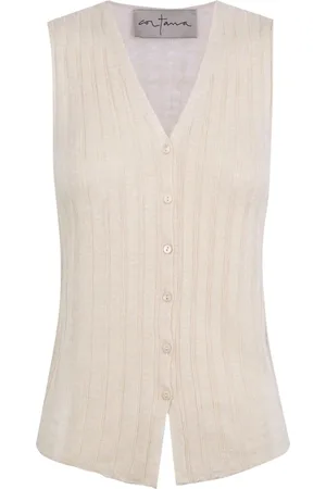 Cortana Strik, Dame, , L, Hamp, Antik, elfenben hamp vest
