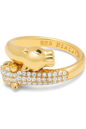 Nialaya Tilbehør, Dame, Gul, 54 MM, Twisted Sterling Silver Panther Ring in Gold