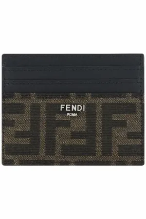 Fendi Tilbehør, Herre, Brun, ONE SIZE, Læder, Ikonisk Monogram Læderkortholder