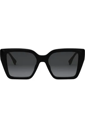 Fendi Tilbehør, unisex, Sort, ONE SIZE, Uld, Firkantede acetat solbriller med guld detaljer