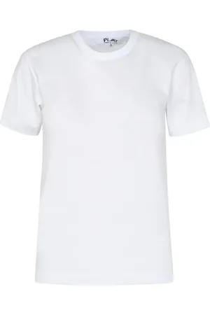 Comme des Garçons Top, Dame, Hvid, S, Bomuld, Sort bomuldssweater med broderet logo-patch