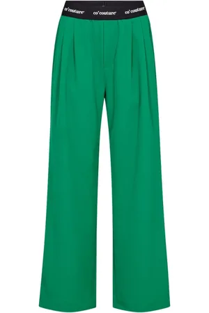 Co`Couture Bukser, Dame, Grøn, XS, Polyester, Logo Long Pant i AminaCC Stil