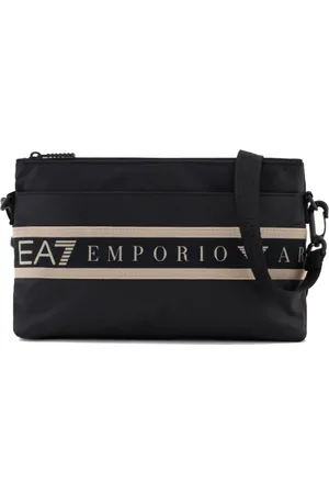 Emporio Armani Taske, Herre, Sort, ONE SIZE, Uld, Kontrast Logo Sort Beige Taske
