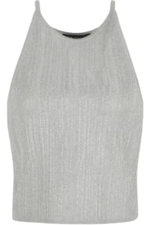 Armani Exchange Top, Dame, Grå, M, Uld, Lysende lurex top med delikate stropper