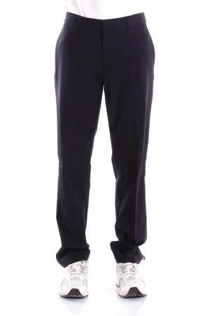 Emporio Armani Bukser, Herre, Blå, 2XL, Bomuld, Blå Bukser med Logo Lynlås Lukning