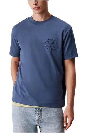 Calvin Klein Top, Herre, Blå, M, Bomuld, Logo Applique T-shirt