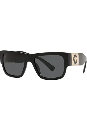 VERSACE Tilbehør, unisex, Sort, 56 MM, Rektangulære solbriller med Medusa-logo