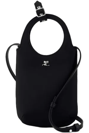Courrèges Taske, Dame, Sort, ONE SIZE, Satin, Sort Satin Håndtaske med Crossbody Strop