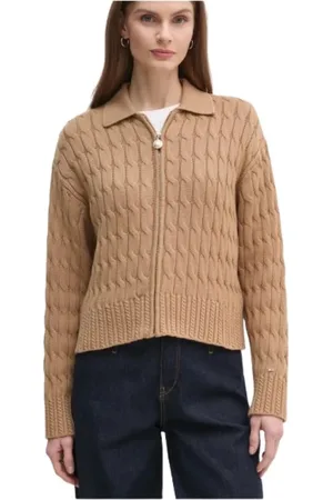 Tommy Hilfiger Strik, Dame, , L, Bomuld, Boxy Fit Lynlås Twisted Cardigan