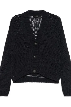 Roberto Collina Strik, Dame, Blå, M, Uld, Stilfuld Strik Cardigan til Kvinder