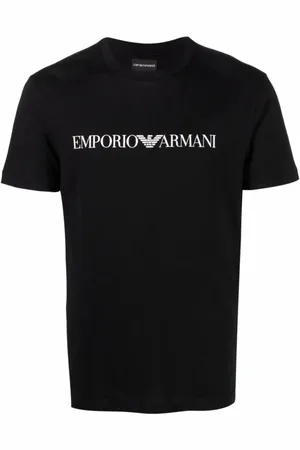 Emporio Armani Top, Herre, Sort, XL, Bomuld, Logo Print T-Shirt
