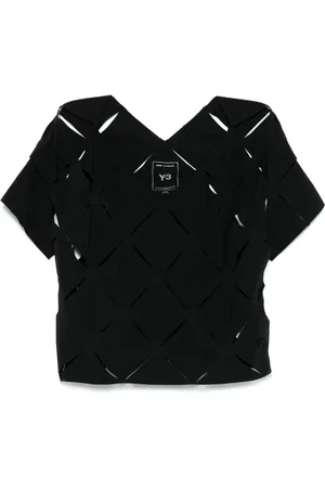 Y-3 Top, Dame, Sort, XS, Geometrisk Paneleret V-Hals Top