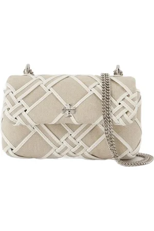 Tory Burch Taske, Dame, Hvid, ONE SIZE, Bomuld, Hvid Bomuld Mini Flap Skuldertaske