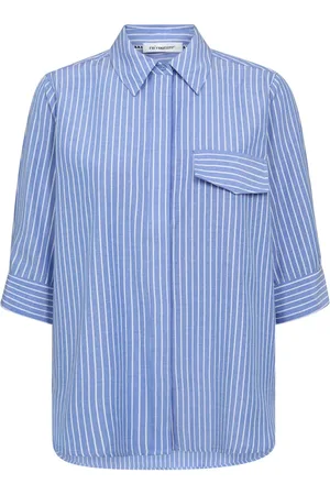 Co`Couture Bluser & Skjorter, Dame, Blå, XS, Blå Stribet Skjortebluse