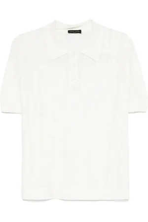 Roberto Collina Top, Herre, Hvid, L, Blandet Point Polo Shirt