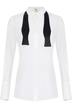 Elisabetta Franchi Bluser & Skjorter, Dame, Hvid, XL, Polyester, Hvid Skjorte til Kvinder Elegant Stil