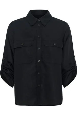 Part Two Bluser & Skjorter, Dame, Sort, M, Sort Skjortebluse med Lommer
