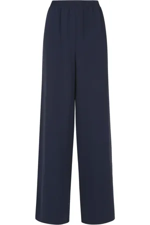 VALENTINO Bukser, Dame, Blå, L, Blå Crepe Wide Leg Silke Bukser