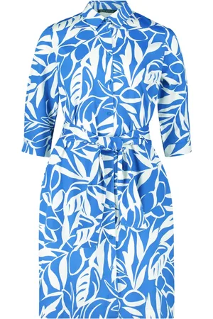 Betty Barclay Kjole, Dame, Blå, 2XL, Bomuld, Knappeop Skjortekjole
