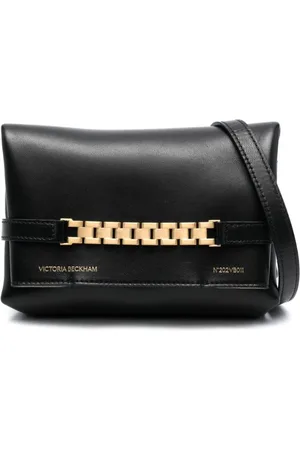 Victoria Beckham Taske, Dame, Sort, ONE SIZE, Læder, Sort Læder Crossbody Taske med Kædedetaljer