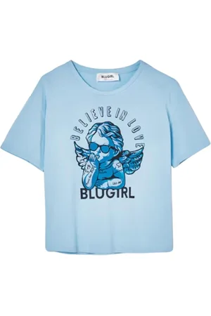 Blugirl Top, Dame, Blå, 2XS, Bomuld, Afslappet Bomuld T-Shirt til Mænd