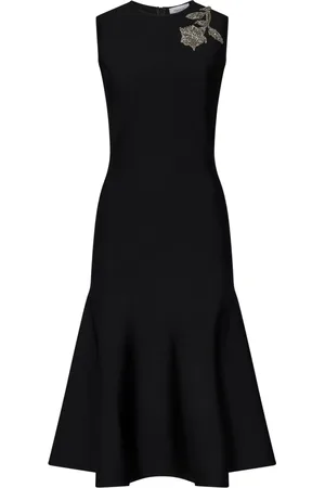 Alexander McQueen Kjole, Dame, Sort, M, Uld, Sort Banshee Broderet A-linje Kjole