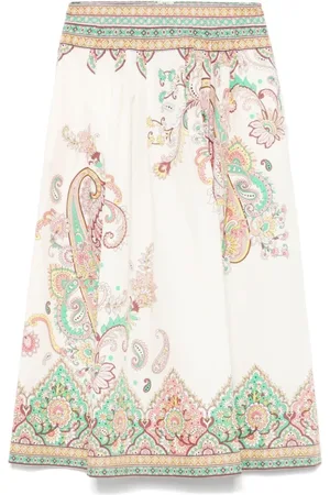 Etro Nederdel, Dame, Flerfarvet, XS, Bomuld, Elegant Midi Nederdel i X0802 Farve