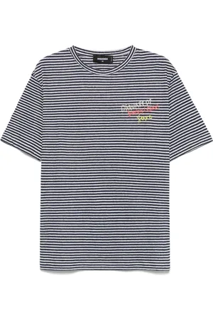 Dsquared2 Top, Dame, Blå, XS, Navy Stribet Logo T-shirt