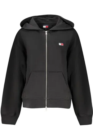 Tommy Hilfiger Sweathshirts & Hoodies, Dame, Sort, M, Bomuld, Ikonisk Broderet Hættetrøje