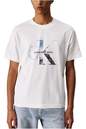 Calvin Klein Top, Herre, Hvid, L, Bomuld, Monogram Foto T-shirt