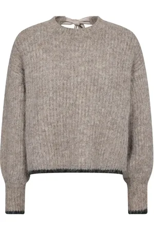 Co`Couture Strik, Dame, Brun, L, Uld, Bow Rib Strikket Trøje
