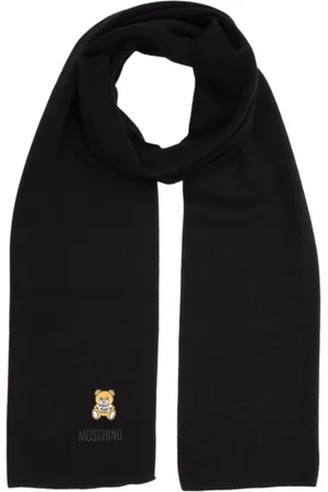Moschino Tilbehør, Dame, Sort, ONE SIZE, Uld, Sort Teddy Bear Uld Tørklæde