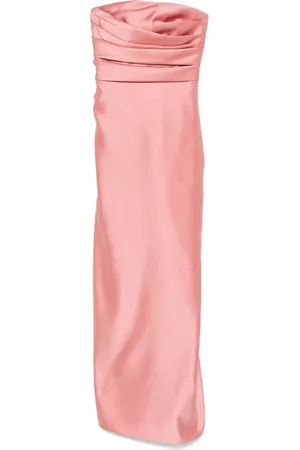 Elie saab Kjole, Dame, Lyserød, S, Pudder Rosa Stropløs Draperet Kjole