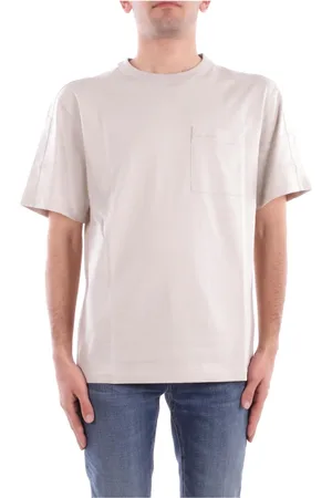 K-Way Top, Herre, Hvid, L, Bomuld, Beige T-shirt med Front Logo Lomme