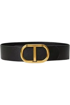 Twin-Set Tilbehør, Dame, Sort, S, Uld, Sort Oval T Spænde Bælte