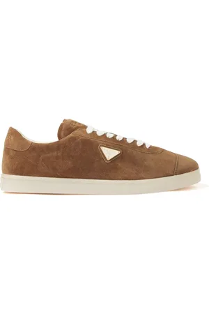 Prada Sko, Herre, Brun, 42 1/2 EU, Uld, Brun Ruskind Sneakers Stilfuldt Afslappet Look