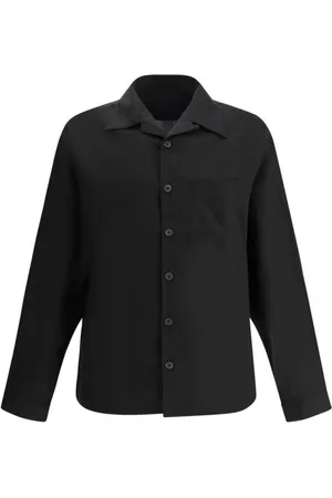 Prada Skjorte, Herre, Sort, M, Sort Hørskjorte med Lomme