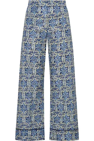 Maliparmi Bukser, Dame, Blå, XS, Bomuld, Blomstret Batikbukser