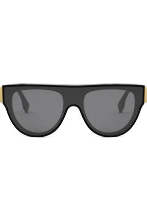 Fendi Tilbehør, unisex, Sort, ONE SIZE, Dråbeformet sort acetatmaske med brede tindinger