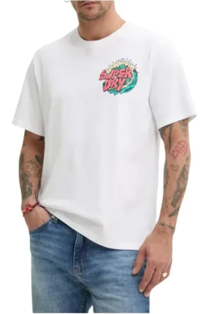 Superdry Top, Herre, Hvid, XL, Bomuld, Outdoor T-shirt med grafisk print