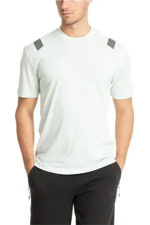 EA7 Top, Herre, Blå, M, Bomuld, Ensfarvet Logo T-shirt