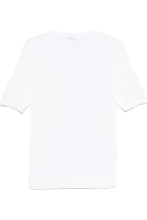Malo Top, Herre, Hvid, M, Bomuld, Hvid Crewneck Strik T-Shirt