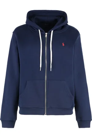 Ralph Lauren Sweathshirts & Hoodies, Dame, Blå, XS, Bomuld, Hættetrøje med lynlås og ribkanter