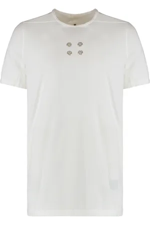 Rick Owens Top, Herre, Hvid, M, Bomuld, Bomuld Crew-neck T-shirt med Metal Eyelets
