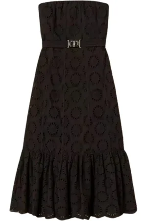 Twin-Set Kjole, Dame, Sort, 2XS, Bomuld, Sort Broderet Bustier Kjole