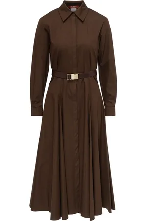 Max Mara Kjole, Dame, Brun, XS, Uld, Elegant Dancing Kjole